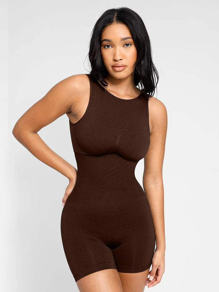 Curvyna® – Nahtloser Shaping-Anzug, Rundhalsausschnitt mit herausnehmbaren Körbchen