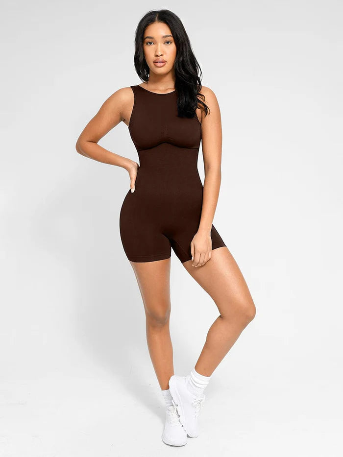 Curvyna® – Nahtloser Shaping-Anzug, Rundhalsausschnitt mit herausnehmbaren Körbchen
