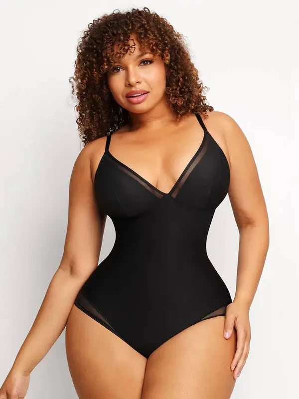 Chicafit® – Body Chic en Maille Transparente Col V BESHAP
