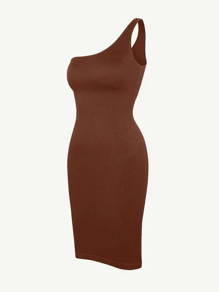 Riba – Robe Sculptante Asymétrique à Épaule Unique BESHAP
