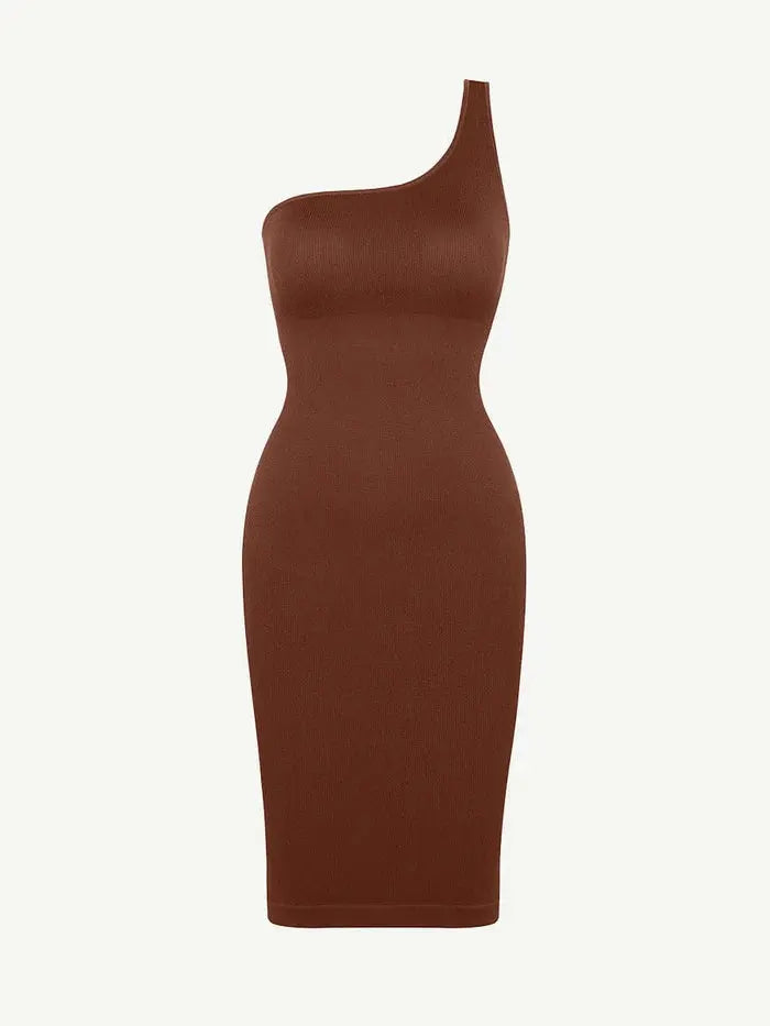 Riba – Robe Sculptante Asymétrique à Épaule Unique BESHAP