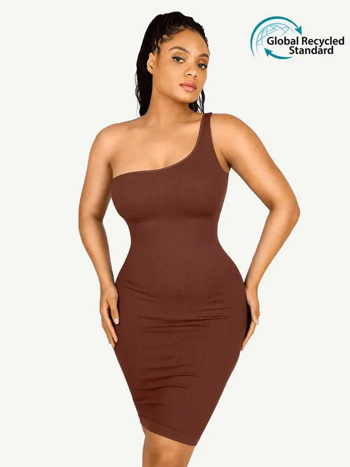 Riba – Robe Sculptante Asymétrique à Épaule Unique BESHAP