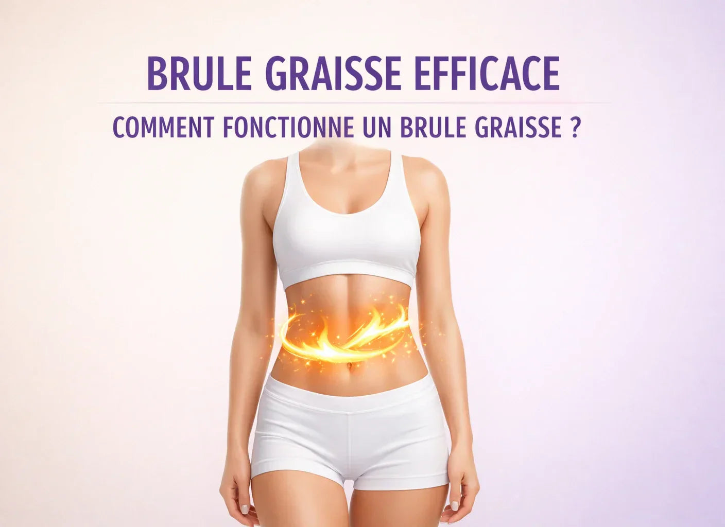 Illustration du fonctionnement d’un brule graisse efficace montrant la combustion des graisses et l’activation du métabolisme au niveau du ventre