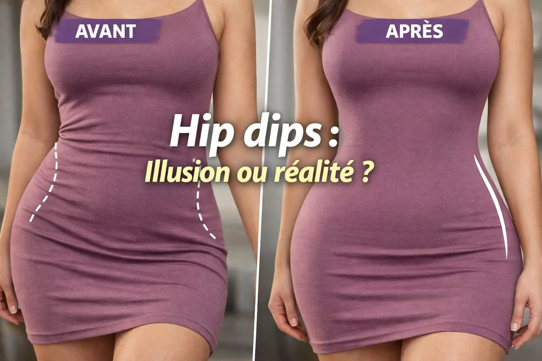 hip dips avant après robe moulante effet lissant silhouette femme gainant hanches invisible