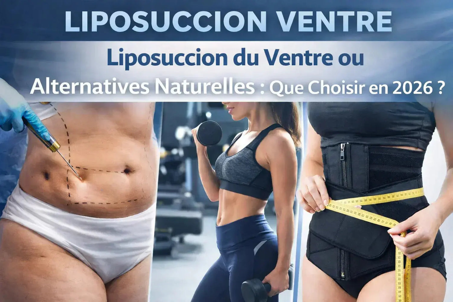 Comparatif liposuccion du ventre et solutions naturelles : chirurgie abdominale, entraînement fitness et gaine ventre plat après opération