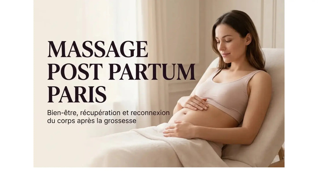 Femme recevant un massage post partum à Paris pour favoriser la récupération du corps et la détente abdominale après la grossesse.