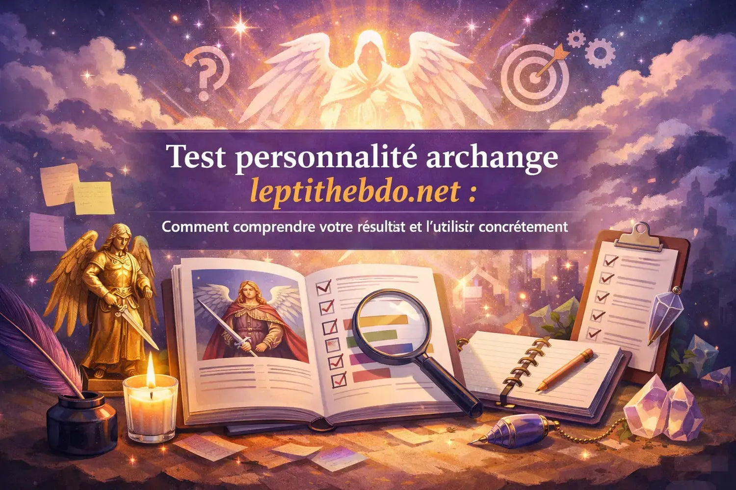 illustration test personnalité archange leptithebdo.net avec symboles spirituels, archange et analyse de personnalité