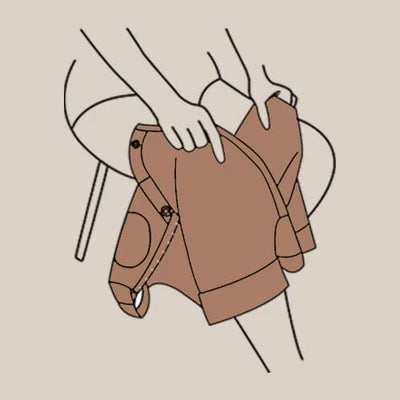 Schéma d’un corps enfilant un body gainant.