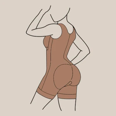 Schéma d’un corps portant une combinaison gainante à forte compression.