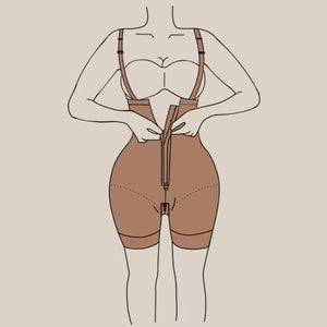 Schéma d’un corps fermant son short gainant à forte compression.