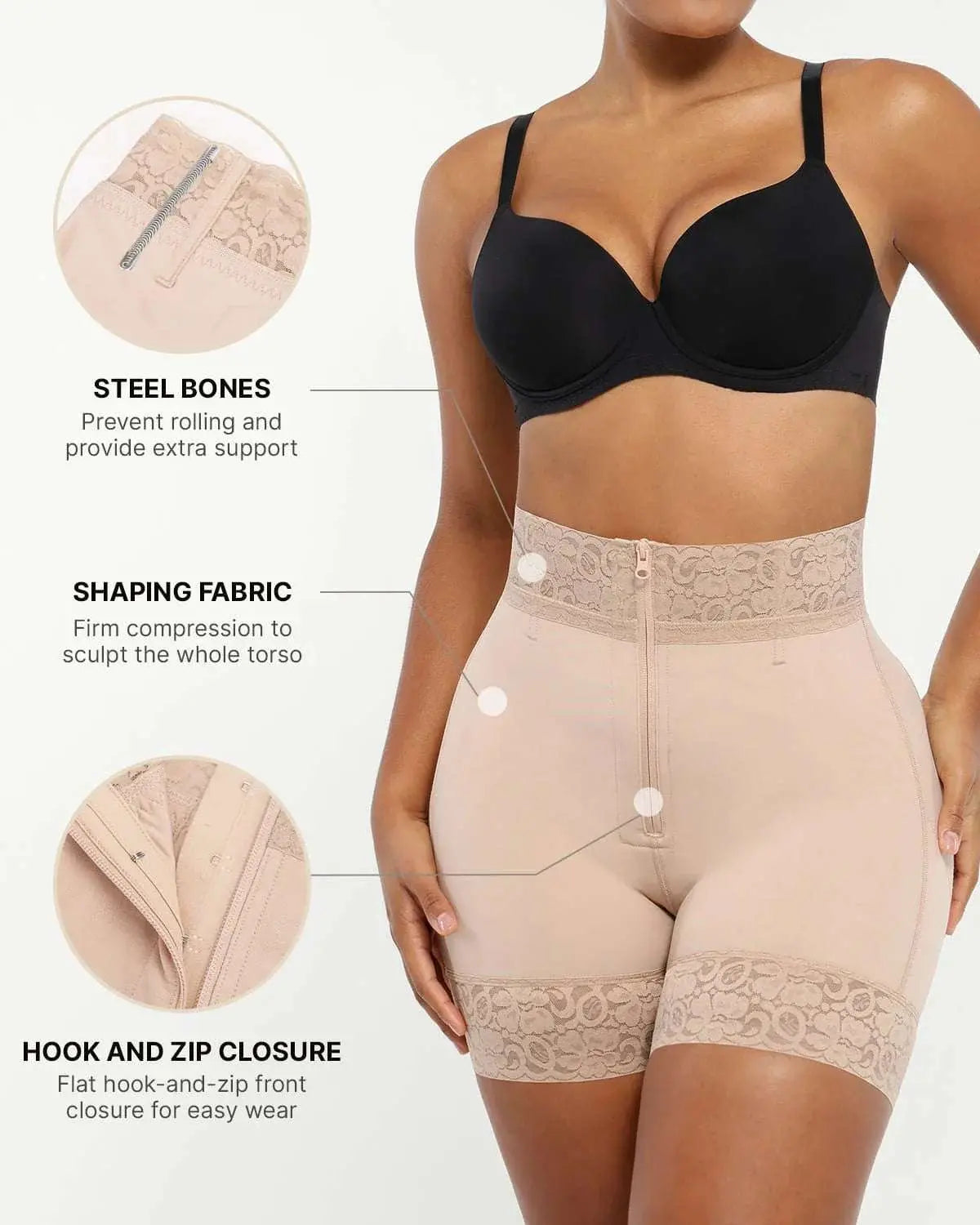 AirSlim® Mid-Rise Steel Boned Butt-Lifting Shorts - Beshap 