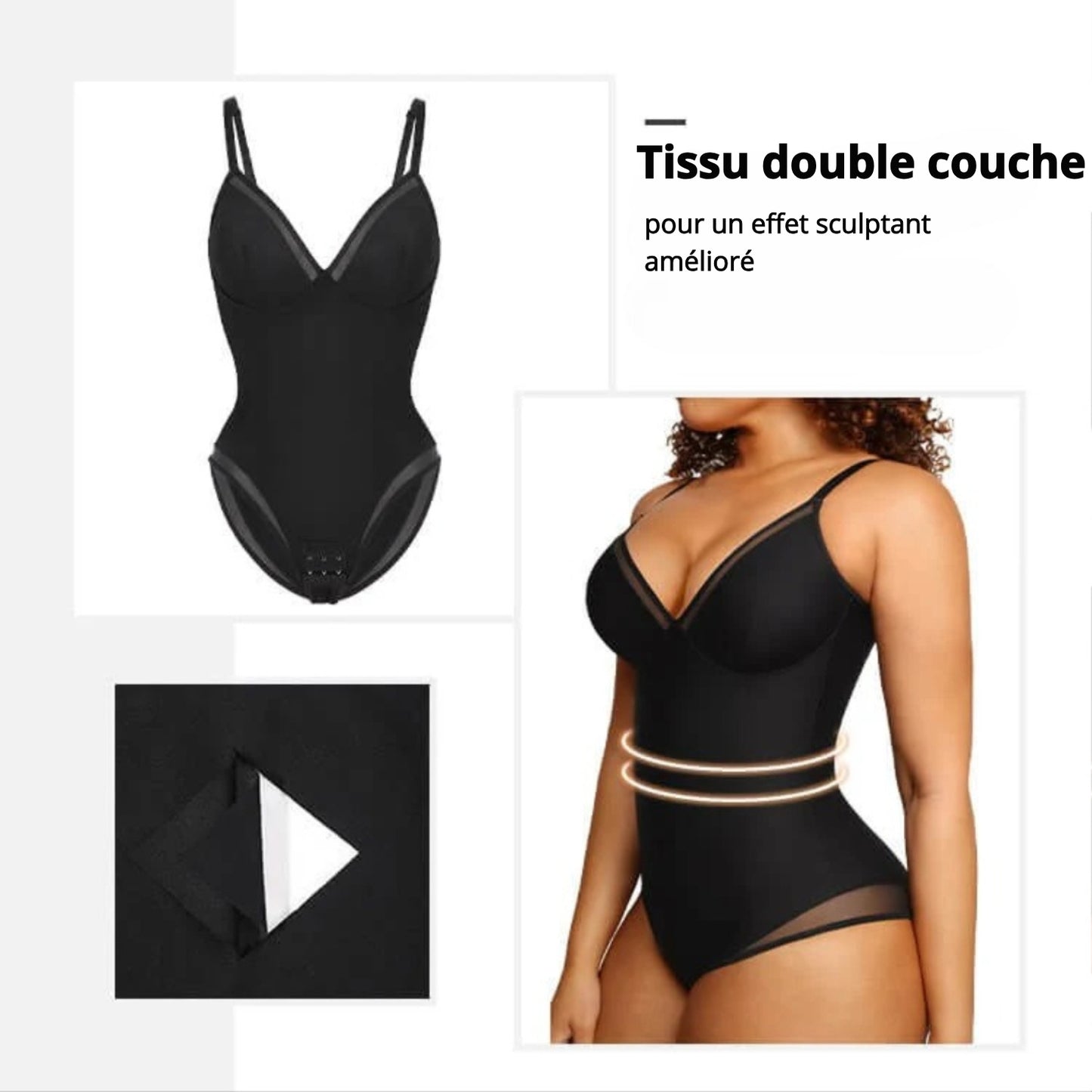 Chicafit® – Body Chic en Maille Transparente Col V