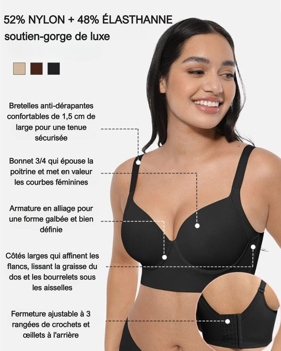 Formexa® – Soutien-gorge push-up avec dos couvrant et sculptant couleur Noir