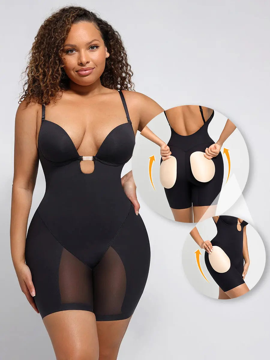Hipnexa® – Bodysuit dos plongeant avec inserts fessiers amovibles Waistdear