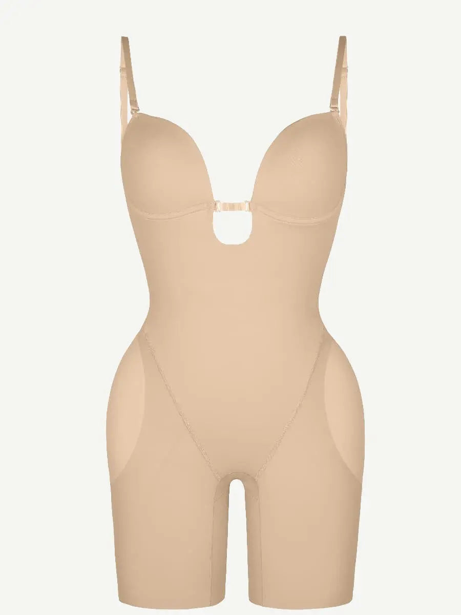 Wholesale Low-cut Back Body Shaper with Built-in Removable Fake Buttocks and Crotch Pads