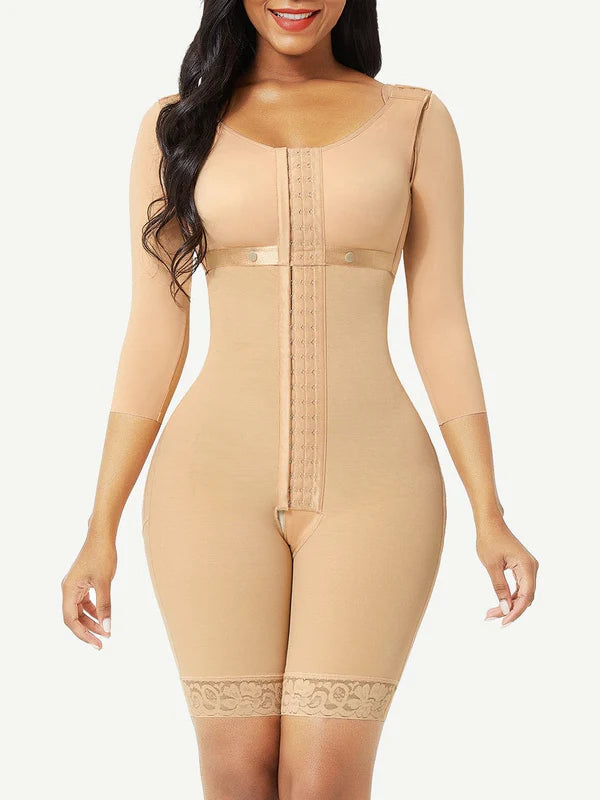 Corsella®– Body Gainant Post-Opératoire a Manches, Effet Sablier avec Dentelle Élastique