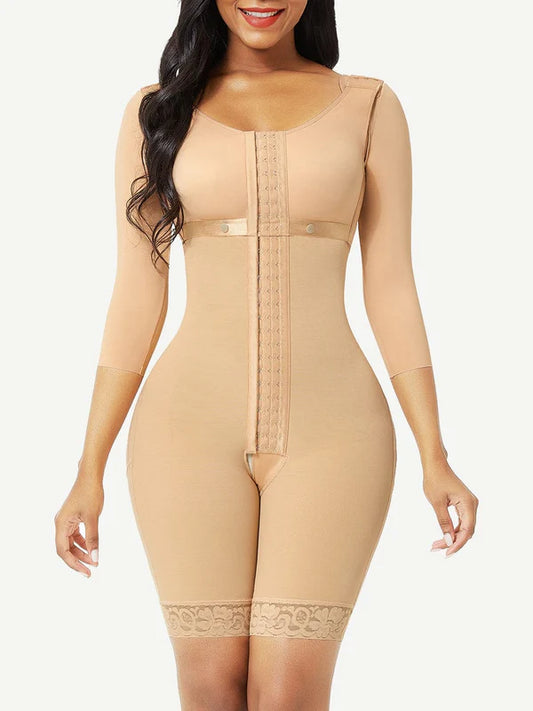 Corsella®– Body Gainant Post-Opératoire a Manches, Effet Sablier avec Dentelle Élastique