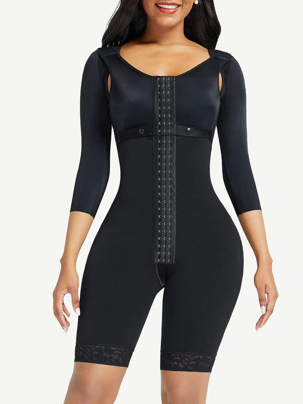 Corsella®– Body Gainant Post-Opératoire a Manches, Effet Sablier avec Dentelle Élastique