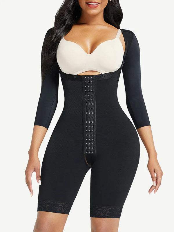 Corsella®– Body Gainant Post-Opératoire a Manches, Effet Sablier avec Dentelle Élastique