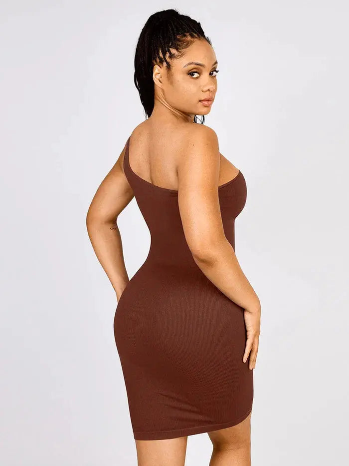 Riba – Robe Sculptante Asymétrique à Épaule Unique BESHAP
