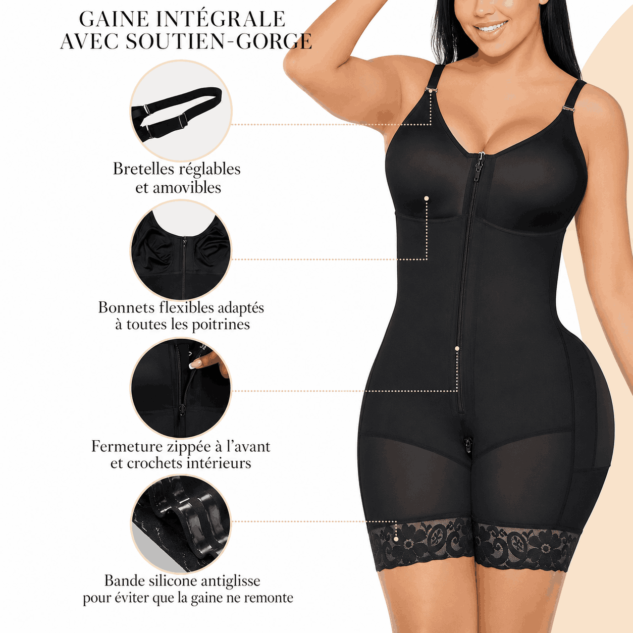 Tonyta® – Gaine  Colombienne Sculptante Ventre Plat à Fermeture eclair